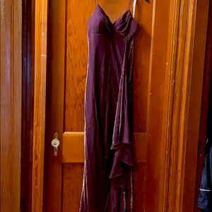 D Laru Elegant Purple Gold Sleeveless Gown Dress